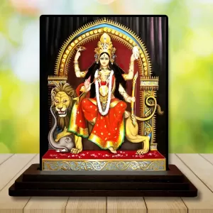 Car Dashboard Goddess Durga Wooden Photo Stand 3x4 Inches, Compact & Stylish Spiritual Display For Car, Home & Office (Pack Of 1) (F48997) Car Dashboard Goddess Durga Wooden Photo Stand 3x4 Inches, Compact & Stylish Spiritual Display For Car, Home & Office (Pack Of 1) (F48997)