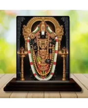 Car Dashboard Lord Venkateswara Wooden Photo Stand  3x4 Inches, Compact & Stylish Spiritual Display For Car, Home & Office (Pack Of 1) (F48999)