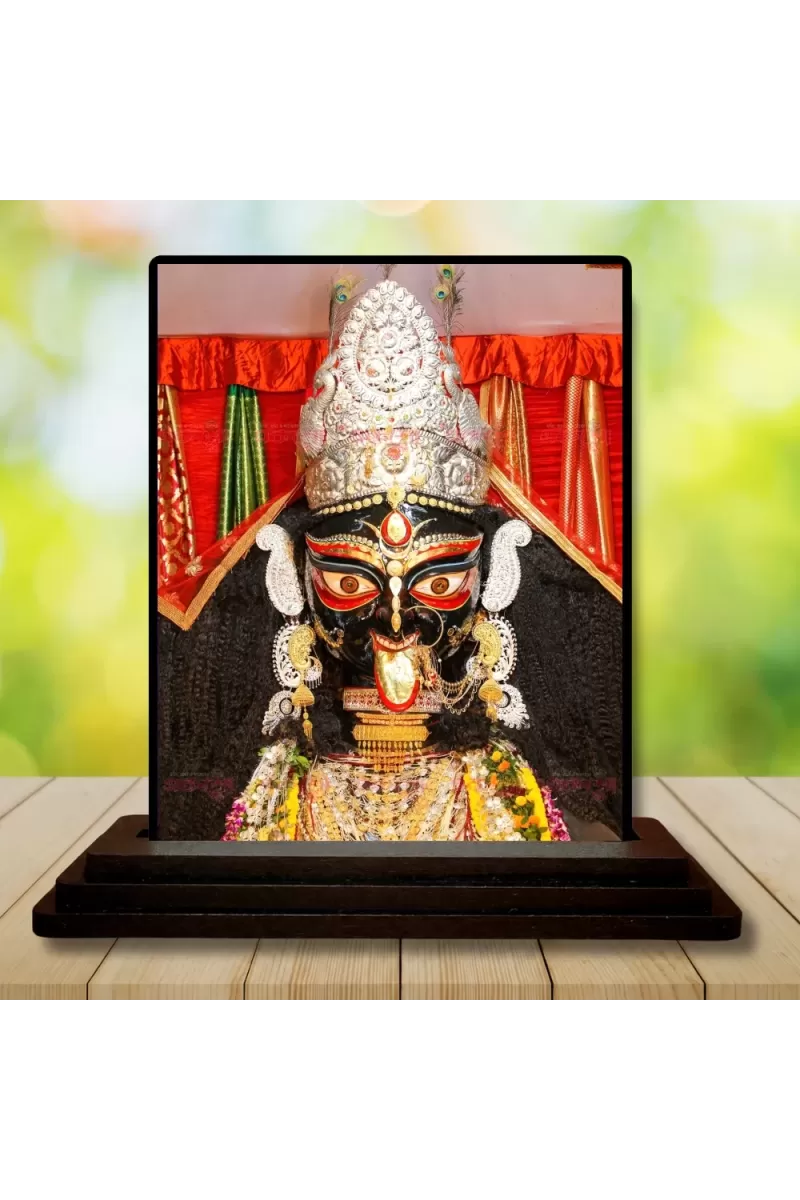 Car Dashboard Goddess Kali Wooden Photo Stand  3x4 Inches, Compact & Stylish Spiritual Display For Car, Home & Office (Pack Of 1) (F49002)