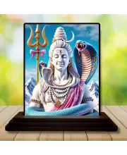 Car Dashboard Lord Shiva Wooden Photo Stand  3x4 Inches, Compact & Stylish Spiritual Display For Car, Home & Office (Pack Of 1) (F49004)