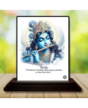 Car Dashboard Shree Krishna Wooden Photo Stand  3x4 Inches, Compact & Stylish Spiritual Display For Car, Home & Office (Pack Of 1) (F49005)