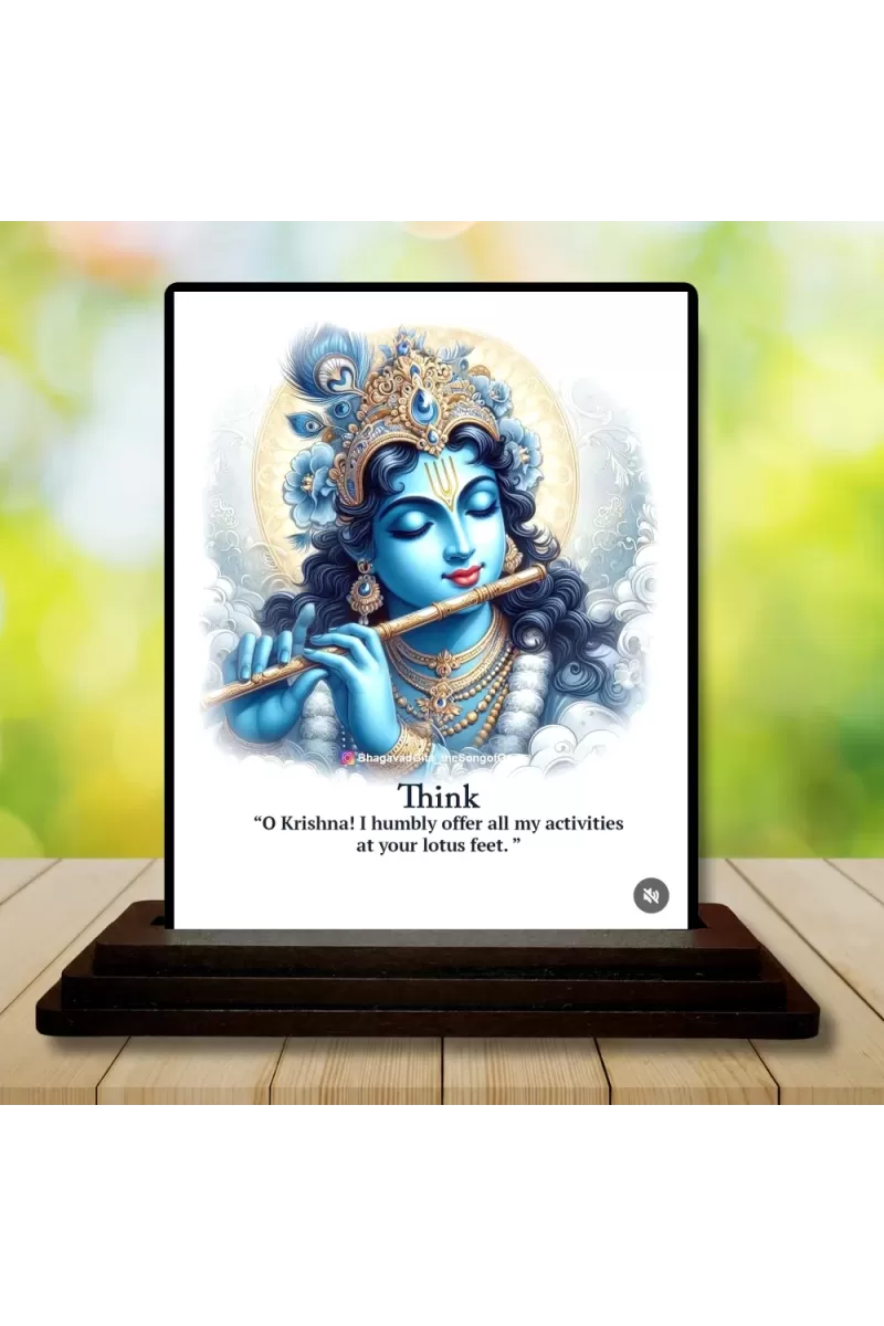 Car Dashboard Shree Krishna Wooden Photo Stand  3x4 Inches, Compact & Stylish Spiritual Display For Car, Home & Office (Pack Of 1) (F49005)