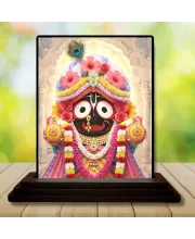 Car Dashboard Lord Jagannatha Wooden Photo Stand  3x4 Inches, Compact & Stylish Spiritual Display For Car, Home & Office (Pack Of 1) (F49006)
