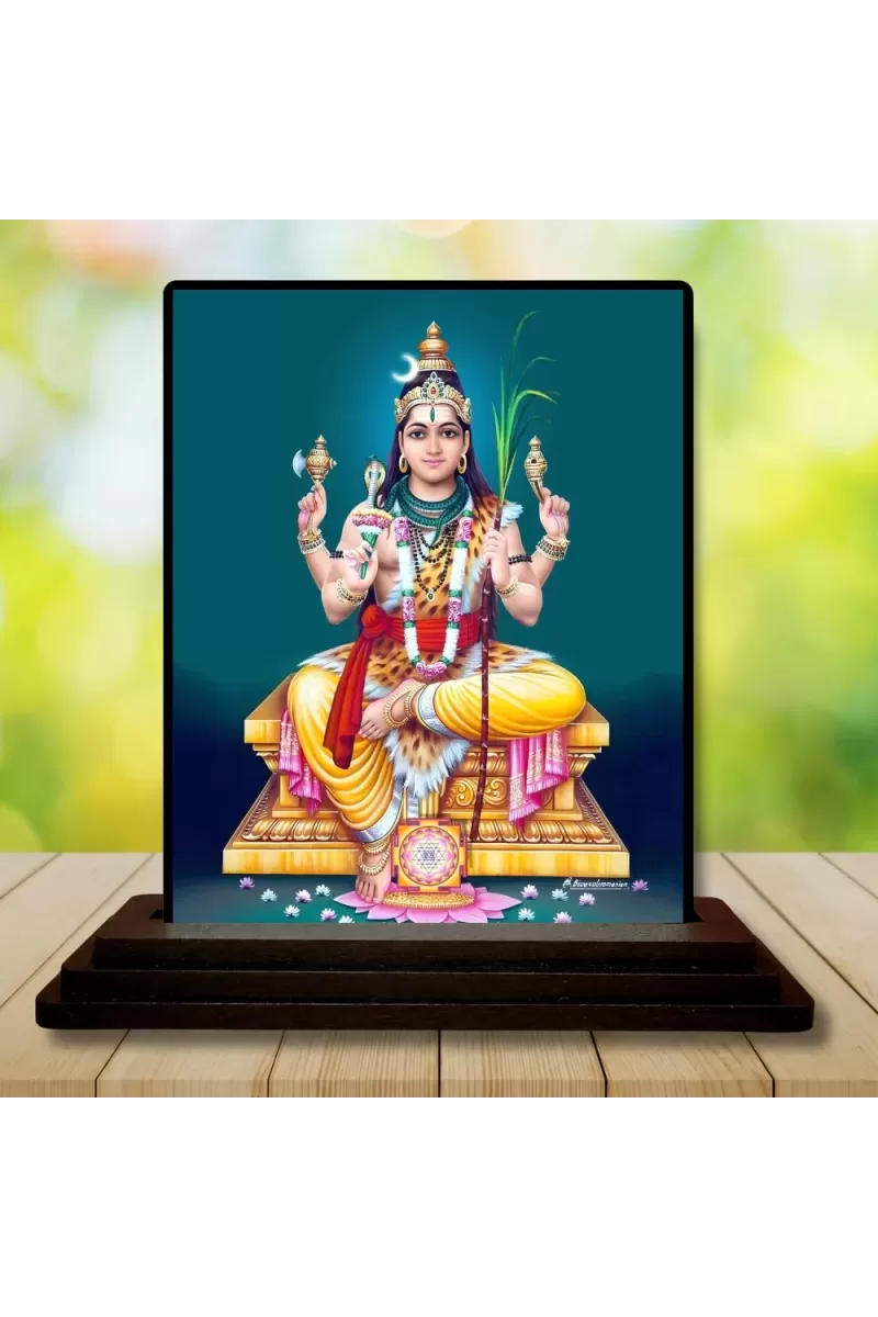 Car Dashboard Lord Brahma Wooden Photo Stand  3x4 Inches, Compact & Stylish Spiritual Display For Car, Home & Office (Pack Of 1) (F49007)