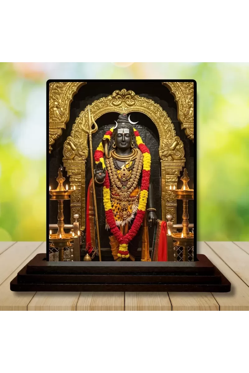 Car Dashboard Shiva Wooden Photo Stand  3x4 Inches, Compact & Stylish Spiritual Display For Car, Home & Office (Pack Of 1) (F49008)