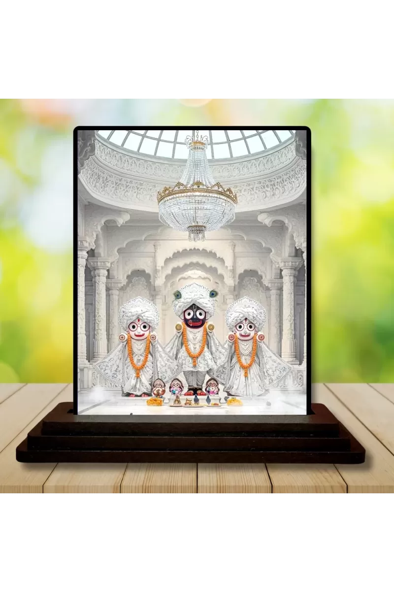 Car Dashboard Lord Jagannath Wooden Photo Stand  3x4 Inches, Compact & Stylish Spiritual Display For Car, Home & Office (Pack Of 1) (F49011)