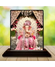 Car Dashboard Lord Ganesha Wooden Photo Stand  3x4 Inches, Compact & Stylish Spiritual Display For Car, Home & Office (Pack Of 1) (F49016)