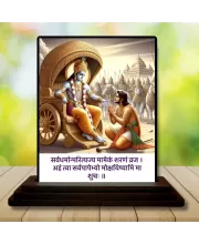 Car Dashboard Shree Krishna Wooden Photo Stand  3x4 Inches, Compact & Stylish Spiritual Display For Car, Home & Office (Pack Of 1) (F49020)
