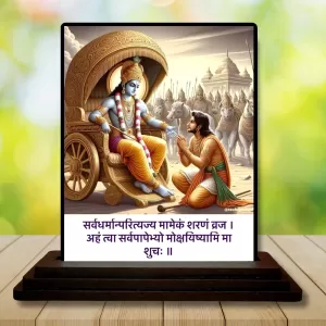 Car Dashboard Shree Krishna Wooden Photo Stand  3x4 Inches, Compact & Stylish Spiritual Display For Car, Home & Office (Pack Of 1) (F49020)
