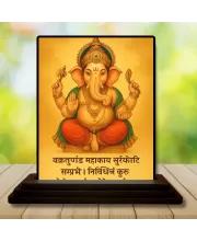 Car Dashboard Lord Ganesha Wooden Photo Stand  3x4 Inches, Compact & Stylish Spiritual Display For Car, Home & Office (Pack Of 1) (F49023)