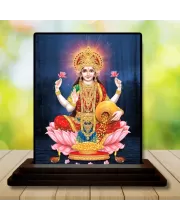 Car Dashboard Lakshmi Wooden Photo Stand  3x4 Inches, Compact & Stylish Spiritual Display For Car, Home & Office (Pack Of 1) (F49025)