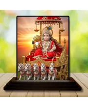 Car Dashboard Lord Shree Krishna Wooden Photo Stand  3x4 Inches, Compact & Stylish Spiritual Display For Car, Home & Office (Pack Of 1) (F49026)