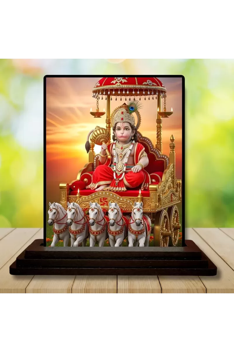 Car Dashboard Lord Shree Krishna Wooden Photo Stand  3x4 Inches, Compact & Stylish Spiritual Display For Car, Home & Office (Pack Of 1) (F49026)