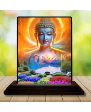 Car Dashboard Gautama Buddha Wooden Photo Stand  3x4 Inches, Compact & Stylish Spiritual Display For Car, Home & Office (Pack Of 1) (F49027)