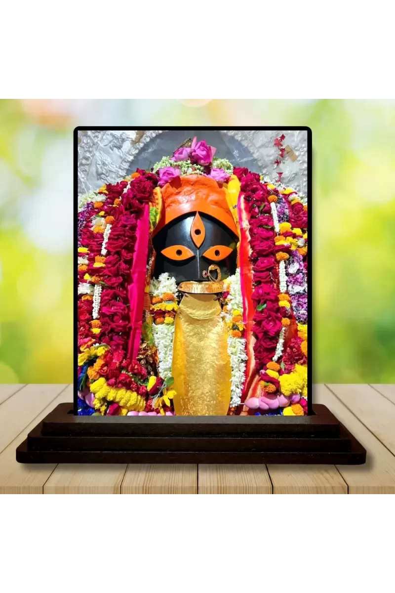 Car Dashboard Goddess Kali Wooden Photo Stand  3x4 Inches, Compact & Stylish Spiritual Display For Car, Home & Office (Pack Of 1) (F49029)