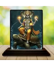 Car Dashboard Vishnu Wooden Photo Stand  3x4 Inches, Compact & Stylish Spiritual Display For Car, Home & Office (Pack Of 1) (F49030)