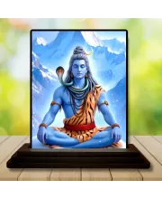 Car Dashboard Shiva Wooden Photo Stand  3x4 Inches, Compact & Stylish Spiritual Display For Car, Home & Office (Pack Of 1) (F49033)