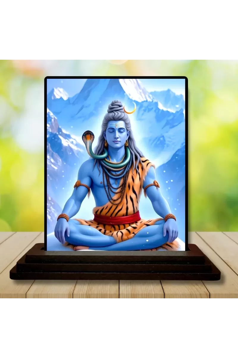 Car Dashboard Shiva Wooden Photo Stand  3x4 Inches, Compact & Stylish Spiritual Display For Car, Home & Office (Pack Of 1) (F49033)