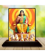 Car Dashboard Surya Wooden Photo Stand  3x4 Inches, Compact & Stylish Spiritual Display For Car, Home & Office (Pack Of 1) (F49034)