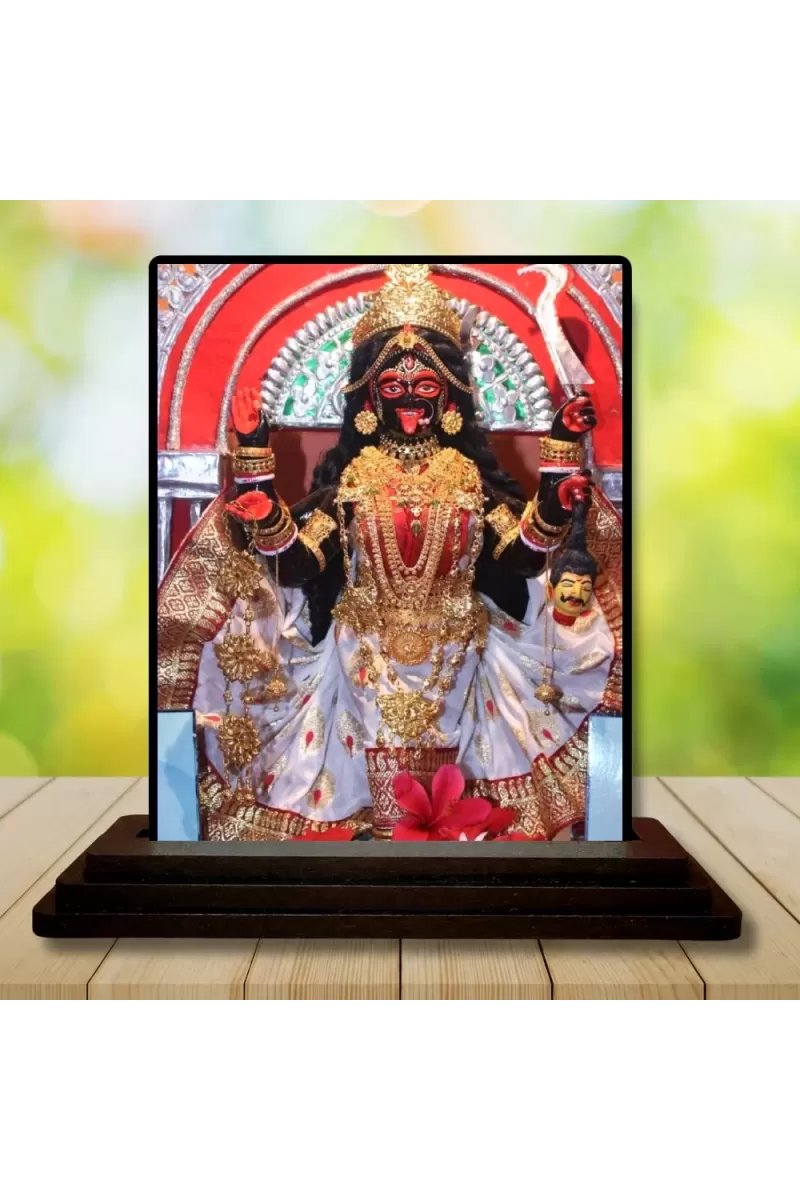 Car Dashboard Kali Wooden Photo Stand  3x4 Inches, Compact & Stylish Spiritual Display For Car, Home & Office (Pack Of 1) (F49037)
