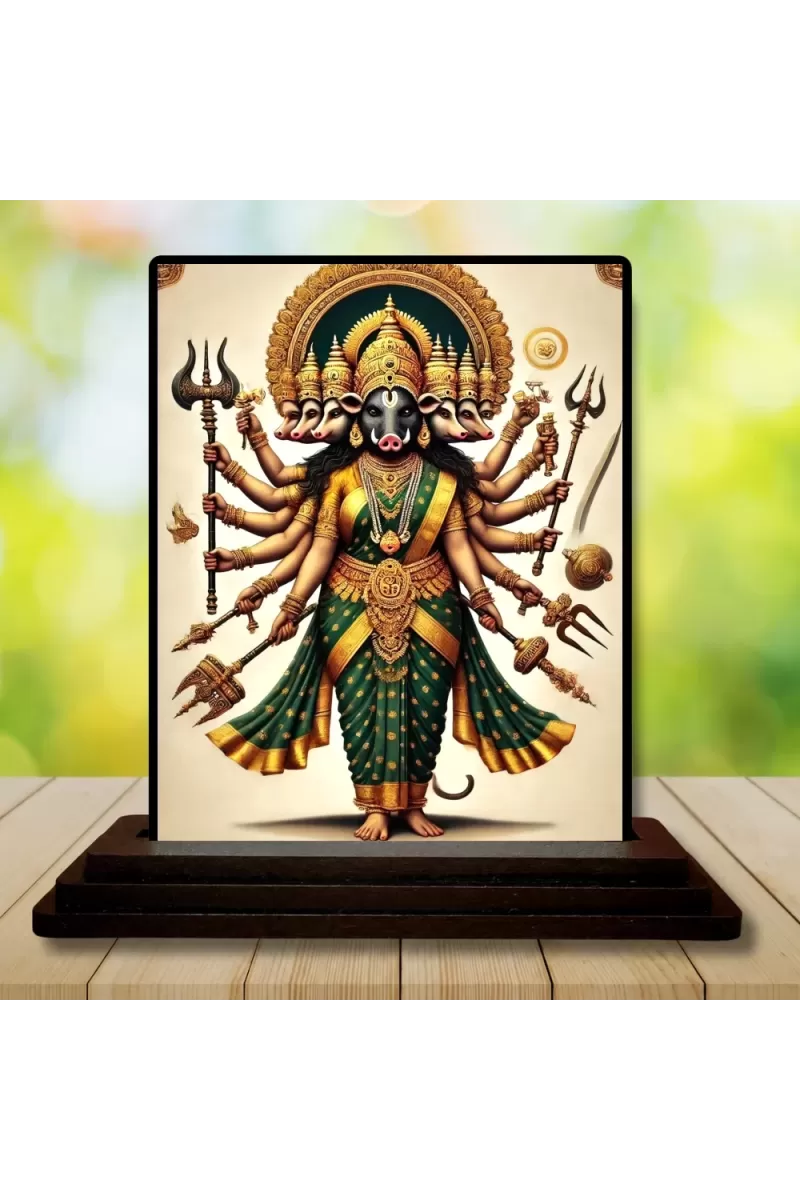Car Dashboard Maha Varahi Anman Wooden Photo Stand  3x4 Inches, Compact & Stylish Spiritual Display For Car, Home & Office (Pack Of 1) (F49039)