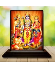 Car Dashboard Lord Ram Darbar Wooden Photo Stand  3x4 Inches, Compact & Stylish Spiritual Display For Car, Home & Office (Pack Of 1) (F49044)