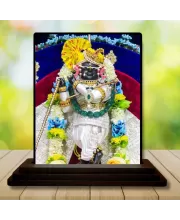 Car Dashboard Shree Krishna Wooden Photo Stand  3x4 Inches, Compact & Stylish Spiritual Display For Car, Home & Office (Pack Of 1) (F49046)
