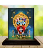 Car Dashboard Lord Vishnu Wooden Photo Stand  3x4 Inches, Compact & Stylish Spiritual Display For Car, Home & Office (Pack Of 1) (F49048)