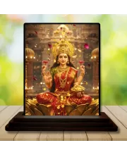 Car Dashboard Lakshmi Wooden Photo Stand  3x4 Inches, Compact & Stylish Spiritual Display For Car, Home & Office (Pack Of 1) (F49049)