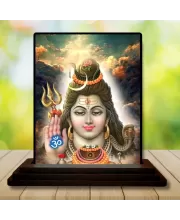 Car Dashboard Shiva Wooden Photo Stand  3x4 Inches, Compact & Stylish Spiritual Display For Car, Home & Office (Pack Of 1) (F49054)