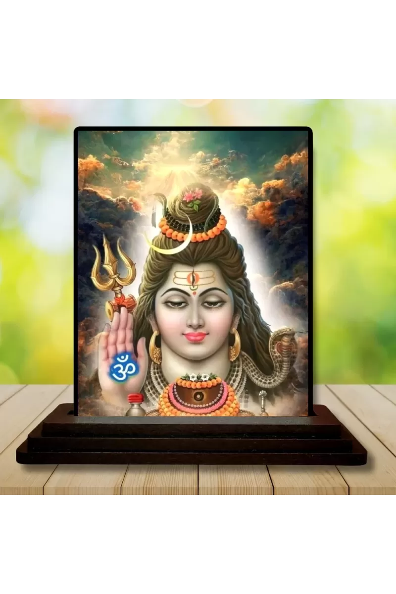 Car Dashboard Shiva Wooden Photo Stand  3x4 Inches, Compact & Stylish Spiritual Display For Car, Home & Office (Pack Of 1) (F49054)