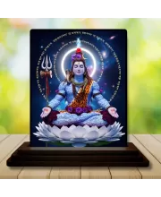 Car Dashboard Shiva Wooden Photo Stand  3x4 Inches, Compact & Stylish Spiritual Display For Car, Home & Office (Pack Of 1) (F49055)