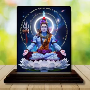 Car Dashboard Shiva Wooden Photo Stand  3x4 Inches, Compact & Stylish Spiritual Display For Car, Home & Office (Pack Of 1) (F49055)