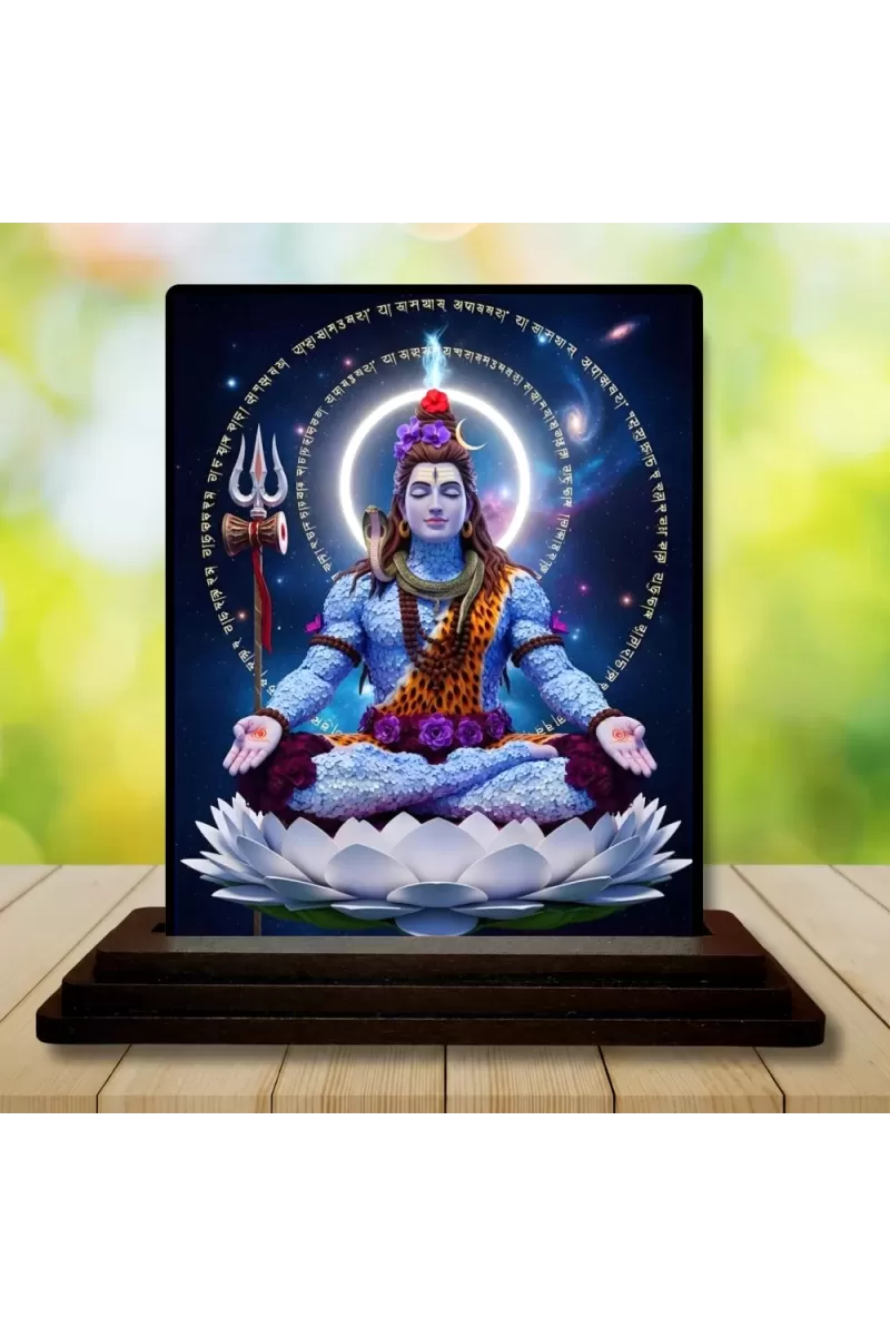Car Dashboard Shiva Wooden Photo Stand  3x4 Inches, Compact & Stylish Spiritual Display For Car, Home & Office (Pack Of 1) (F49055)