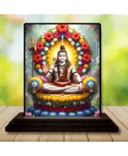 Car Dashboard Lord Shiva Wooden Photo Stand  3x4 Inches, Compact & Stylish Spiritual Display For Car, Home & Office (Pack Of 1) (F49057)