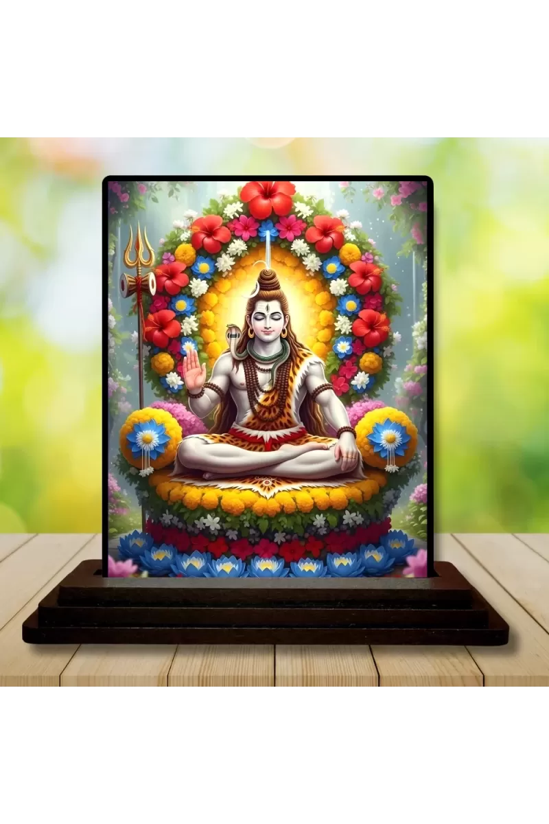 Car Dashboard Lord Shiva Wooden Photo Stand  3x4 Inches, Compact & Stylish Spiritual Display For Car, Home & Office (Pack Of 1) (F49057)