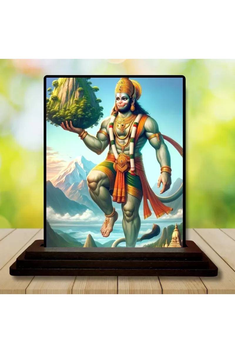 Car Dashboard Hanuman Wooden Photo Stand  3x4 Inches, Compact & Stylish Spiritual Display For Car, Home & Office (Pack Of 1) (F49058)