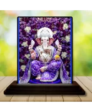 Car Dashboard Lord Ganesha Wooden Photo Stand  3x4 Inches, Compact & Stylish Spiritual Display For Car, Home & Office (Pack Of 1) (F49059)