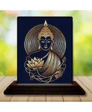 Car Dashboard Buddha Wooden Photo Stand  3x4 Inches, Compact & Stylish Spiritual Display For Car, Home & Office (Pack Of 1) (F49060)
