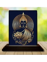 Car Dashboard Buddha Wooden Photo Stand  3x4 Inches, Compact & Stylish Spiritual Display For Car, Home & Office (Pack Of 1) (F49060)