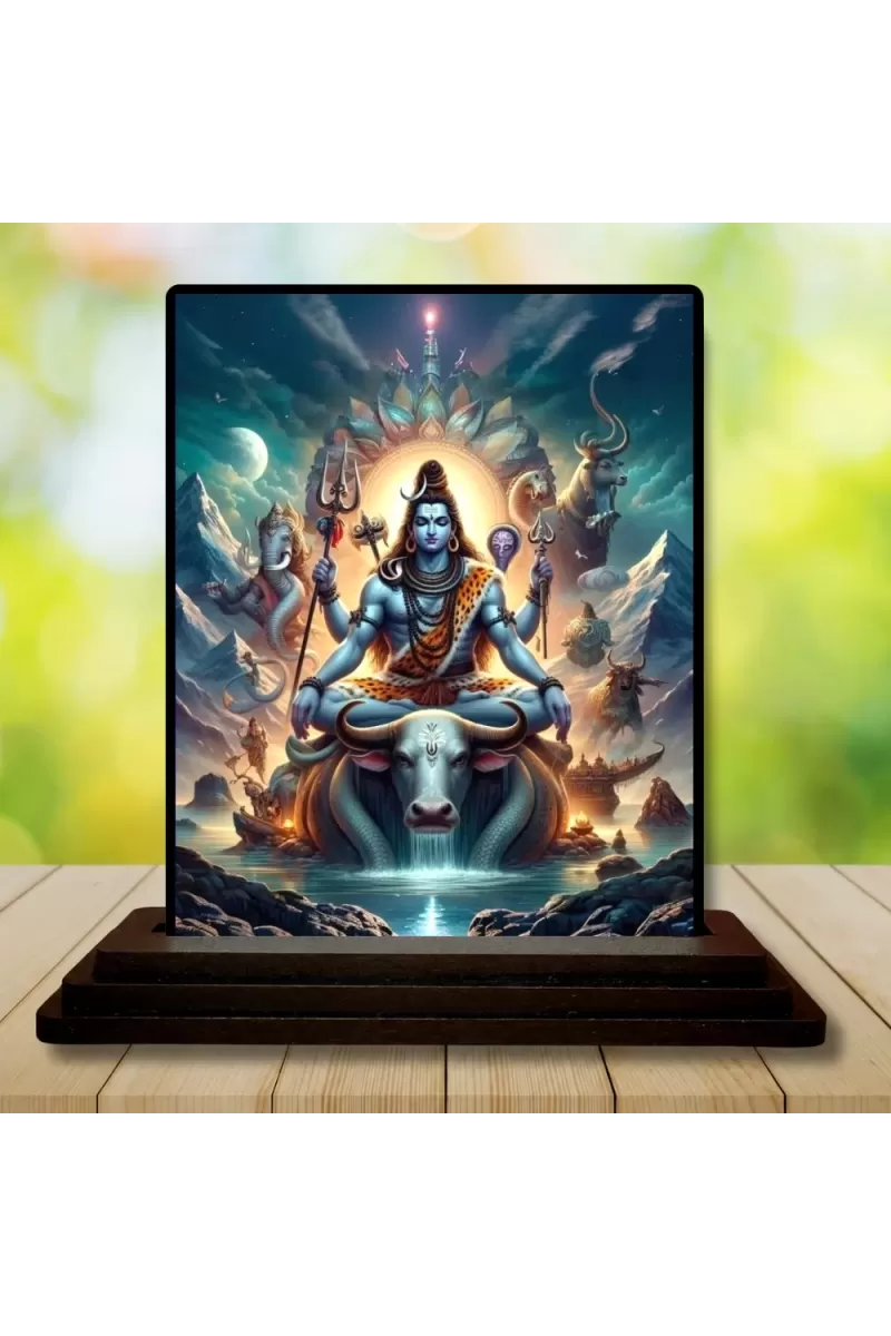 Car Dashboard Shiva Wooden Photo Stand  3x4 Inches, Compact & Stylish Spiritual Display For Car, Home & Office (Pack Of 1) (F49062)