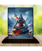 Car Dashboard Shiva Wooden Photo Stand  3x4 Inches, Compact & Stylish Spiritual Display For Car, Home & Office (Pack Of 1) (F49064)