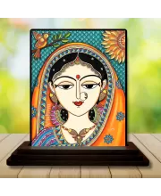 Car Dashboard Goddess Durga Wooden Photo Stand  3x4 Inches, Compact & Stylish Spiritual Display For Car, Home & Office (Pack Of 1) (F49065)