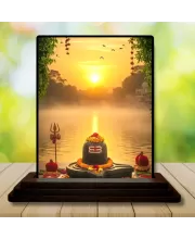 Car Dashboard Shiva Wooden Photo Stand  3x4 Inches, Compact & Stylish Spiritual Display For Car, Home & Office (Pack Of 1) (F49069)