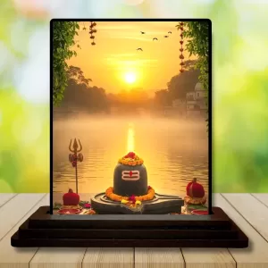 Car Dashboard Shiva Wooden Photo Stand  3x4 Inches, Compact & Stylish Spiritual Display For Car, Home & Office (Pack Of 1) (F49069)
