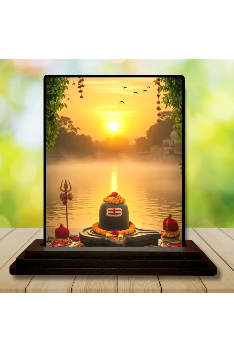 Car Dashboard Shiva Wooden Photo Stand  3x4 Inches, Compact & Stylish Spiritual Display For Car, Home & Office (Pack Of 1) (F49069)