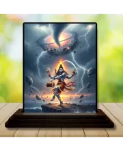 Car Dashboard Shiva Wooden Photo Stand  3x4 Inches, Compact & Stylish Spiritual Display For Car, Home & Office (Pack Of 1) (F49070)