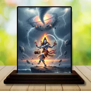 Car Dashboard Shiva Wooden Photo Stand  3x4 Inches, Compact & Stylish Spiritual Display For Car, Home & Office (Pack Of 1) (F49070)