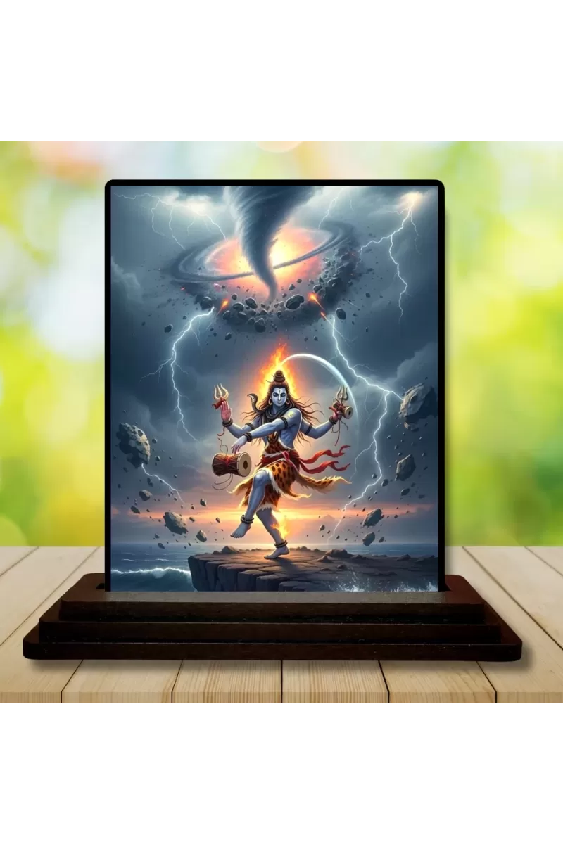 Car Dashboard Shiva Wooden Photo Stand  3x4 Inches, Compact & Stylish Spiritual Display For Car, Home & Office (Pack Of 1) (F49070)