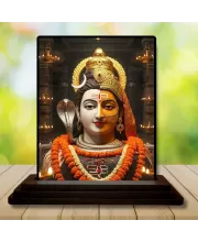 Car Dashboard Lord Shiva Wooden Photo Stand  3x4 Inches, Compact & Stylish Spiritual Display For Car, Home & Office (Pack Of 1) (F49073)